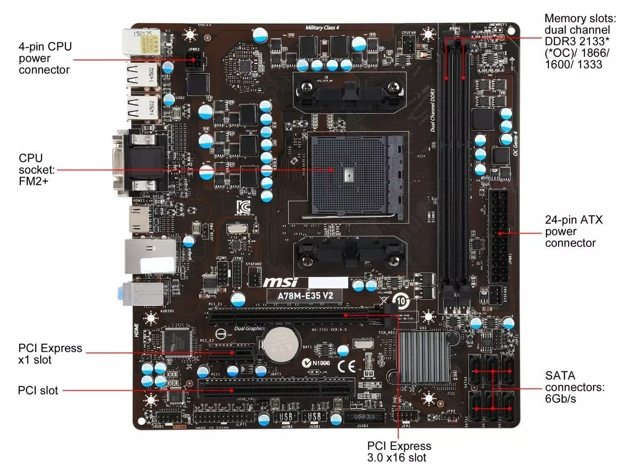 MSI A78M-E35 V2 (FM2+) AMD A78 — HARDSTORE Informática - Loja de