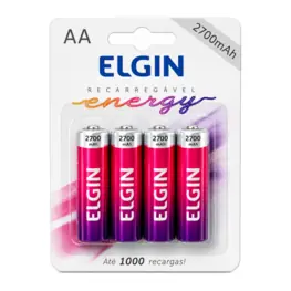 4 Pilhas Recarregáveis AA 2700mAh - ELGIN