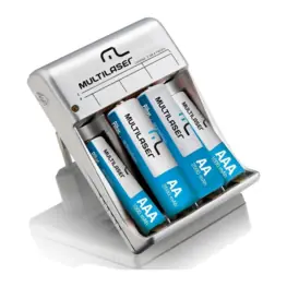 Carregador de Pilhas Mirage AA/AAA + 2 Pilhas AA 2500mAh + 2 Pilhas AAA 1000mAh, Bivolt, Multilaser - CB045