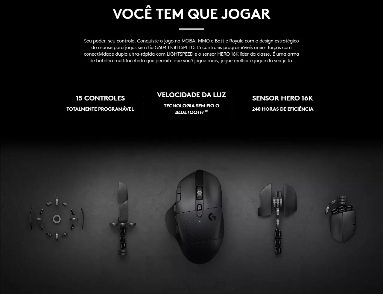 Mouse Logitech G604 Gaming 16000dpi Bluetoothsem Fio — Hardstore Informática Loja De