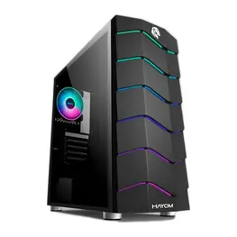 Gabinete Hayom Gamer GB1711 LED, Lateral em Vidro Temperado, Mid Tower Preto