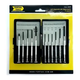 Kit Chaves de Precisão Fenda/Phillips 11 Peças - Fertak 4808