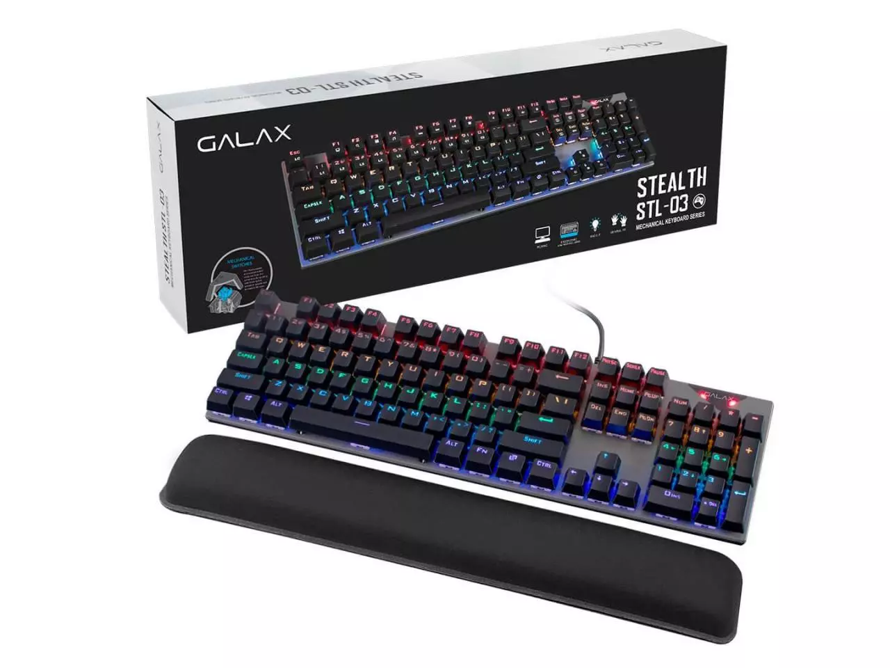 Teclado Mecânico Galax STEALTH-03 LED RGB com Switch Blue