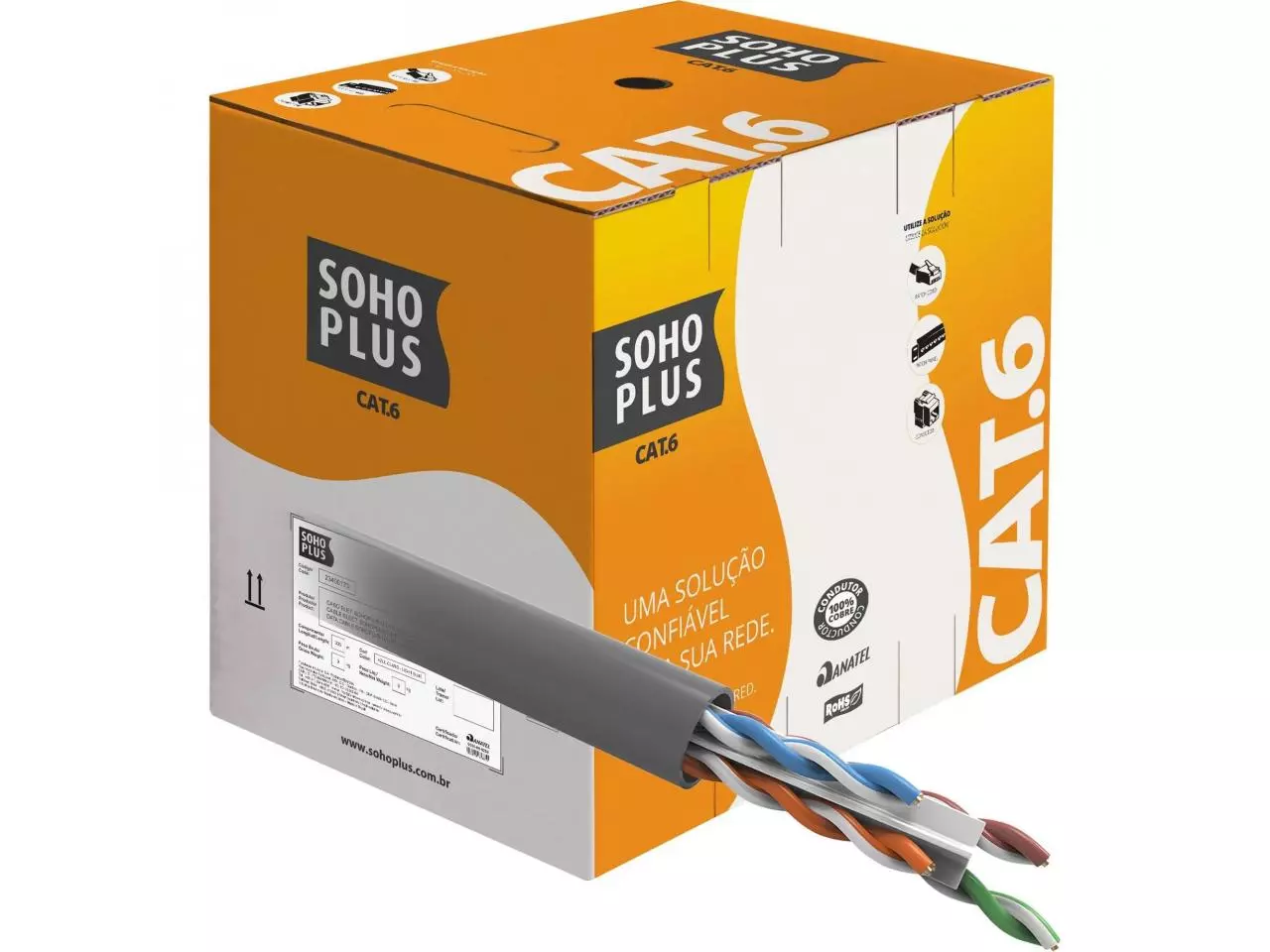 Cabo de Rede RJ-45 CAT6 (Caixa com 305m) Cinza - SohoPlus Furukawa