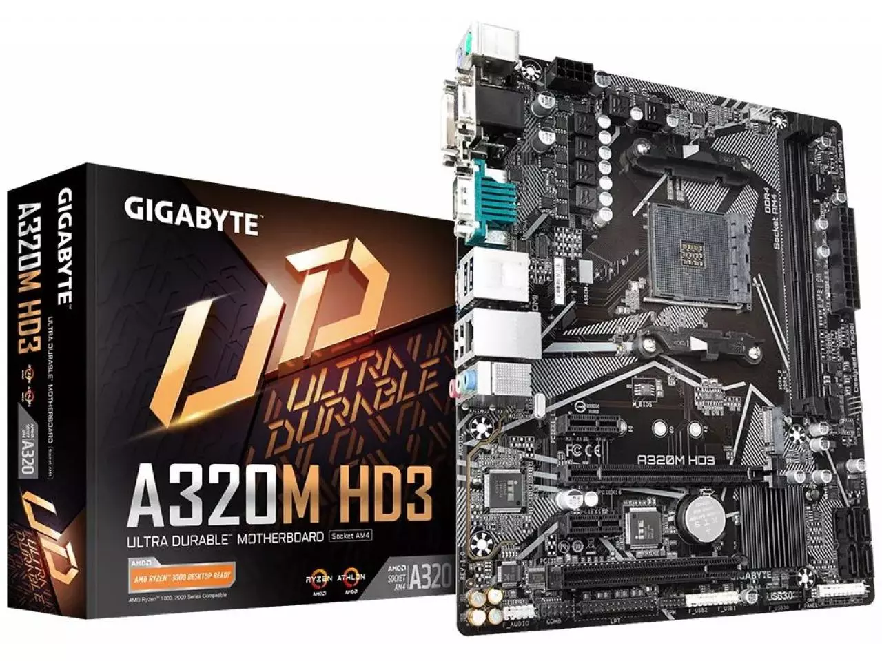 Placa Mãe Gigabyte A320M HD3 (Socket AM4/AMD A320/M.2)