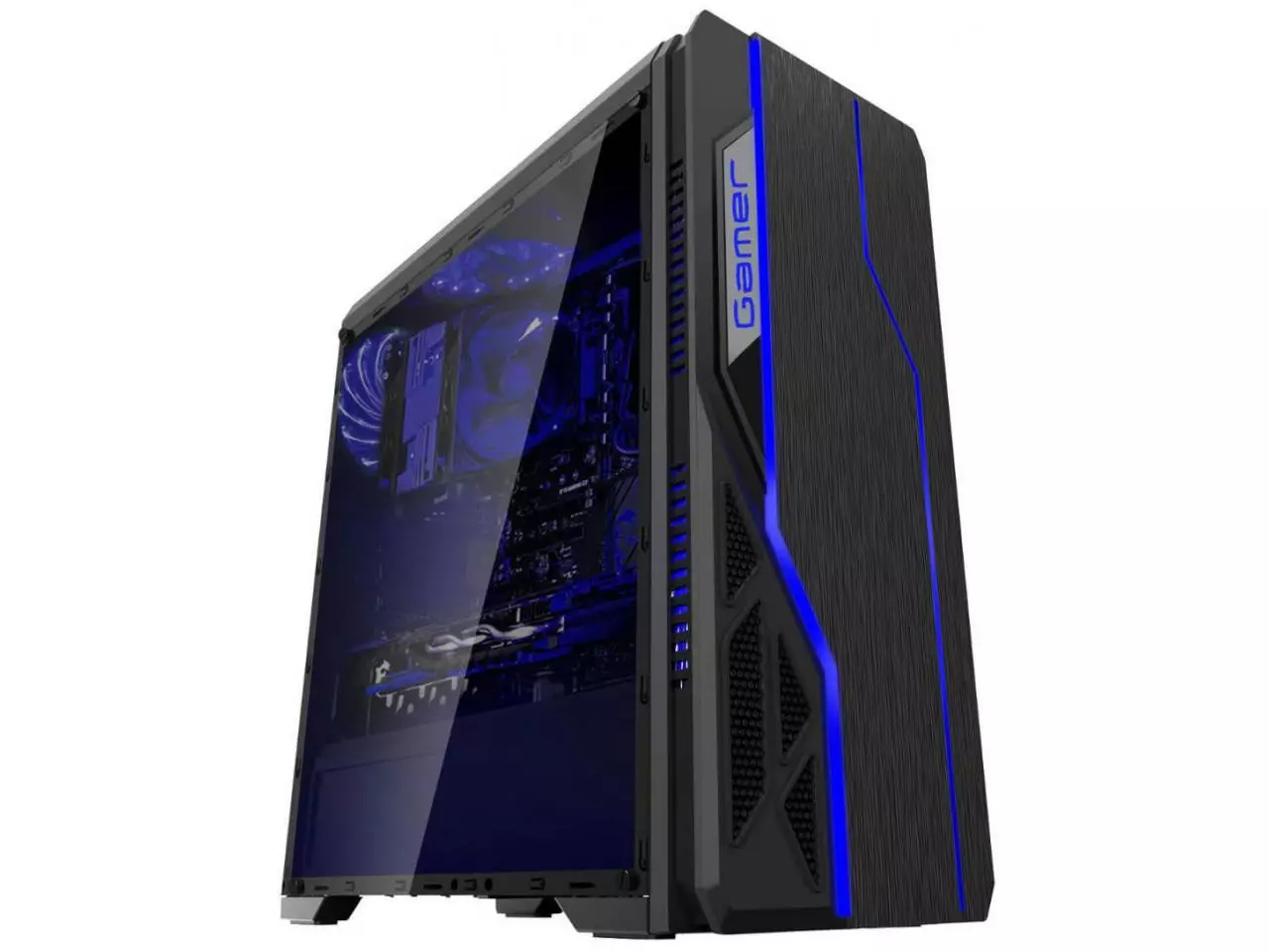 Gabinete Bluecase Gamer BG-009B RGB, Lateral em Acrílico, Mid Tower Black