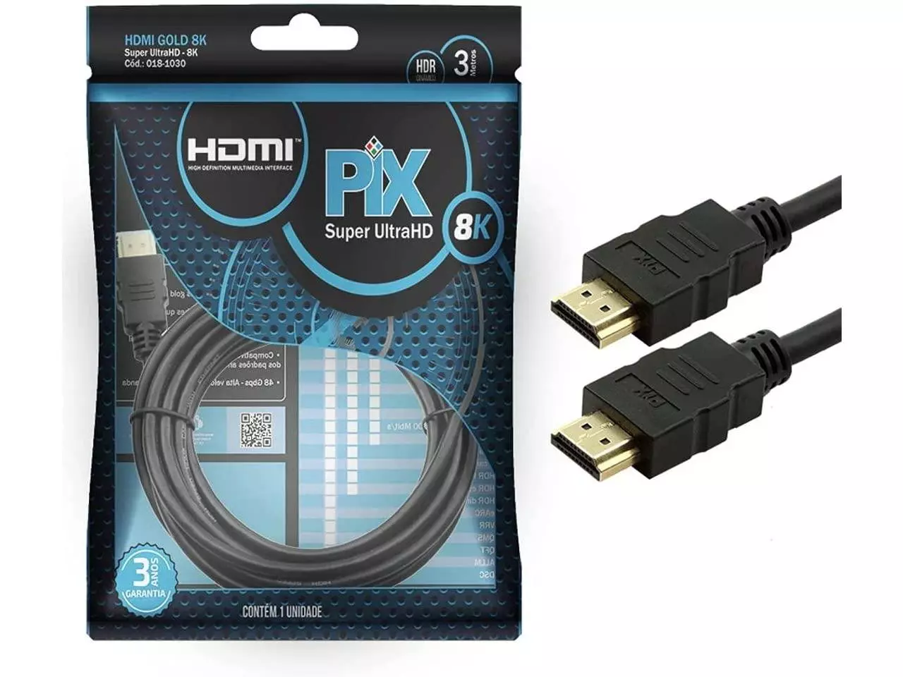Cabo HDMI 1,5m v2.1 TV 3D/FULL ULTRA HD 8K 018-1015 - PIX