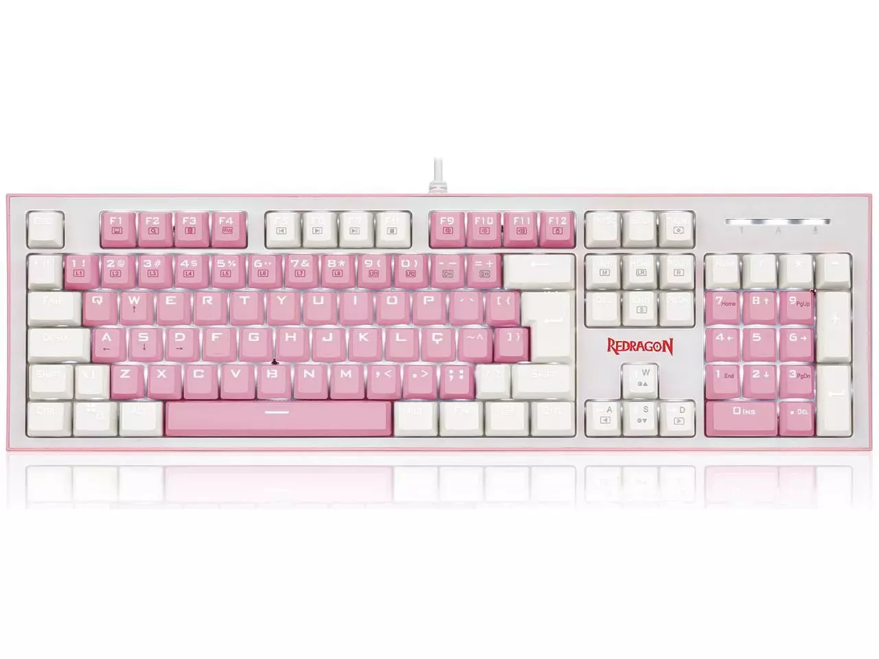 Teclado Mecânico Redragon Hades Bubblegum LED com Switch Blue ABNT2