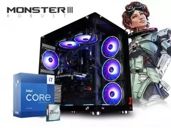 PC Gamer Monster 3X RGB - i7 Professional Edition (Intel Core i7-14700F 20-Core, 64GB (2x32GB) DDR5-5200, 4TB SSD NVMe, GeForce RTX 4090 24GB) + WaterCooler 240MM