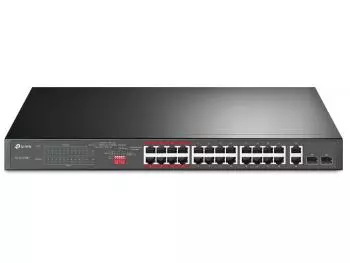 Switch TP-Link 24-Portas PoE+ 10/100Mbps + 2-Portas Gigabit + 2 Slots SFP