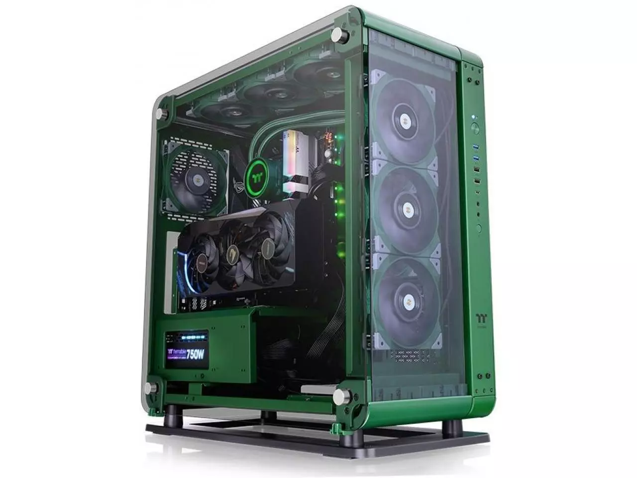 Gabinete Thermaltake Core P6 TG Racing Green, Frontal e Lateral em Vidro Temperado, Mid Tower Black