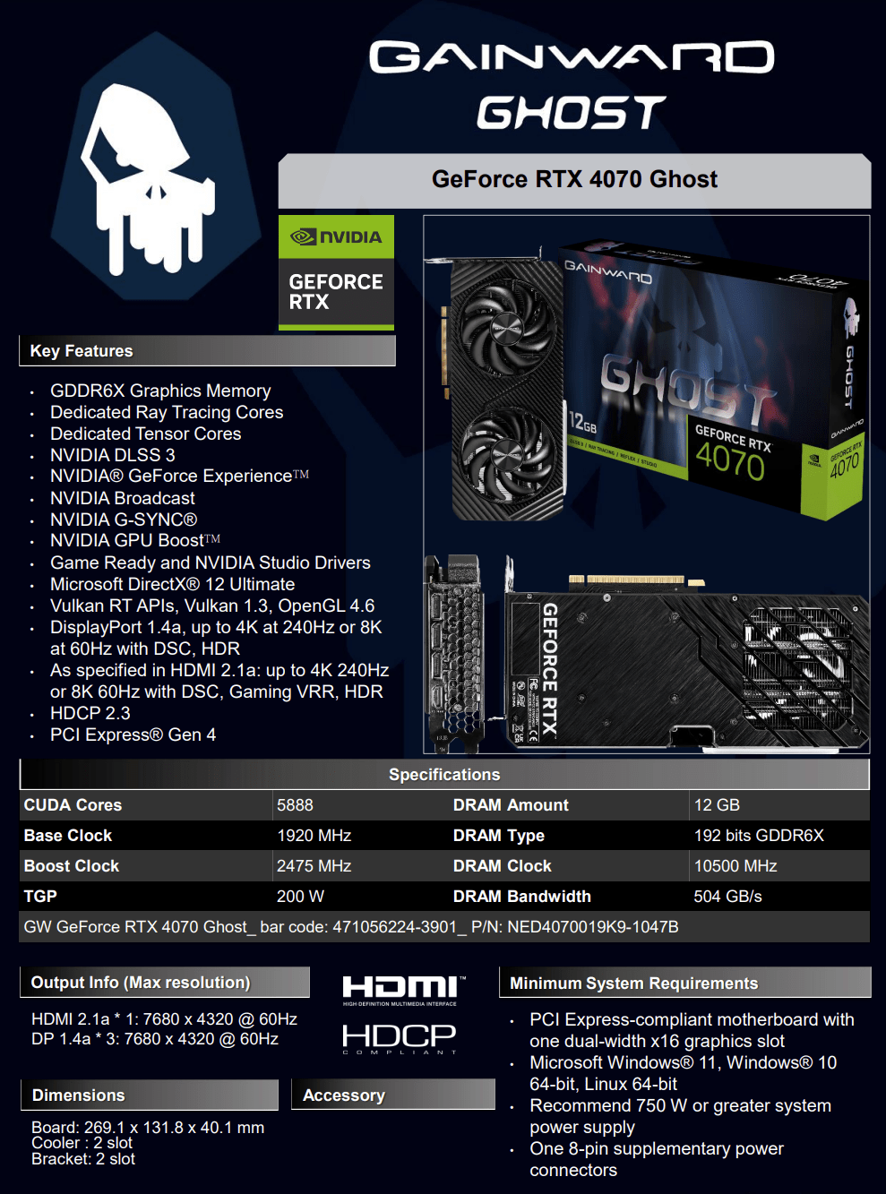 Products :: Gainward GeForce RTX™ 4070 SUPER Ghost