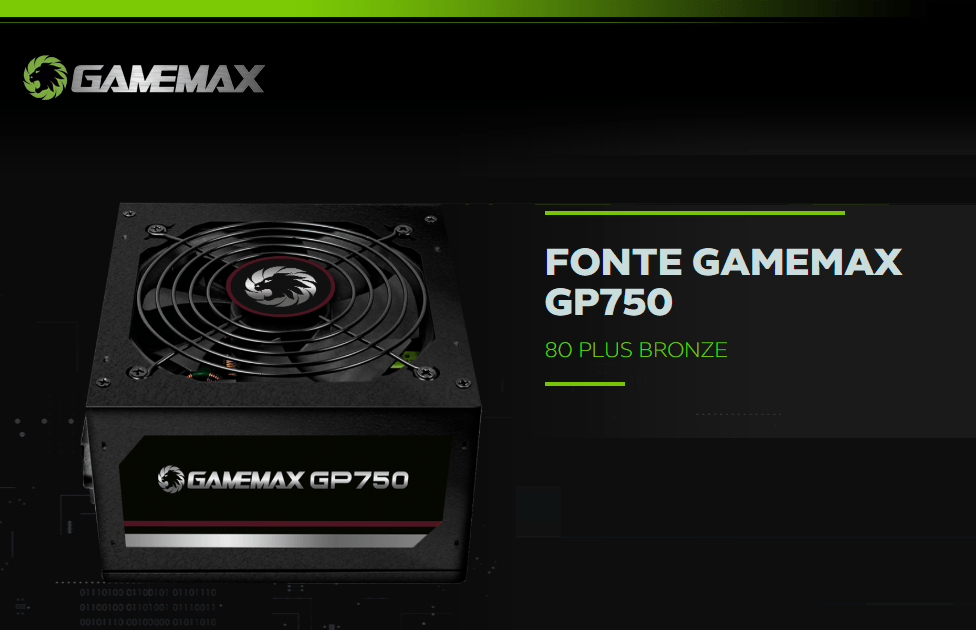 Fonte Gamemax GP750, 750W, 80 Plus Bronze, PFC Ativo