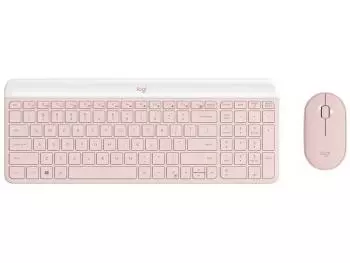 Kit Teclado e Mouse Logitech MK470 Slim Wireless Rosa
