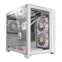 Gabinete PCYES Forcefield White Ghost, Frontal e Lateral em Vidro Temperado, Mid Tower Branco