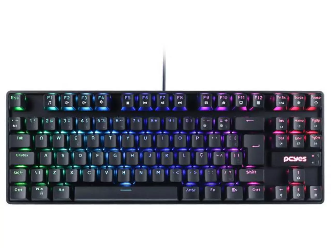 Teclado Mecânico Gamer PCYES TKL Neron Led RGB com Switch Outemu Brown ABNT2 USB