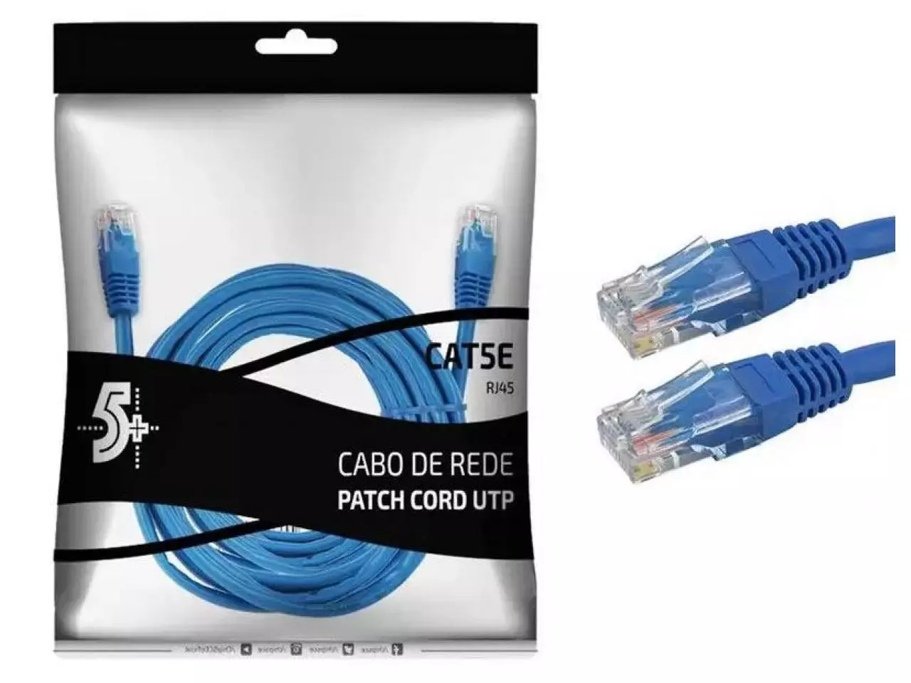 Cabo de Rede Patch Cord RJ-45 CAT5E 15m Azul - Chip Sce 5+