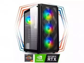 PC Gamer Carnage 3X RGB Professional - AMD R7 Edition (AMD Ryzen 7 7800X3D 8-Core, 32GB (2x16GB) DDR5-5200, 1TB NVMe SSD, GeForce RTX 4070Ti 12GB) + Water Cooler 240MM