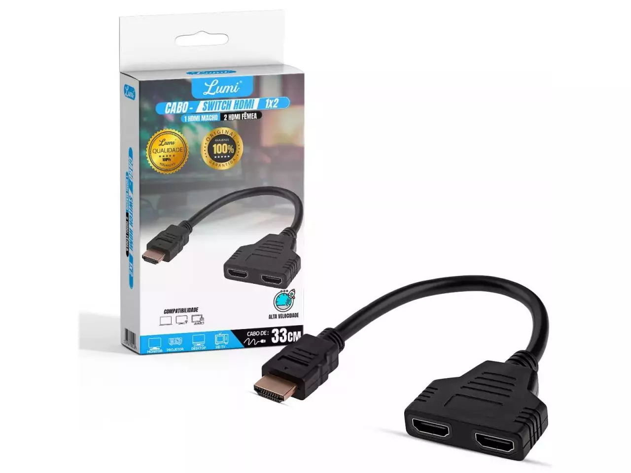 Cabo Lótus Splitter HDMI 1x2 saídas LT-145