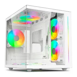 Gabinete C3Tech Gamer Aquarius MT-G810BK, Frontal e Lateral em Vidro Temperado, Mid Tower Branco