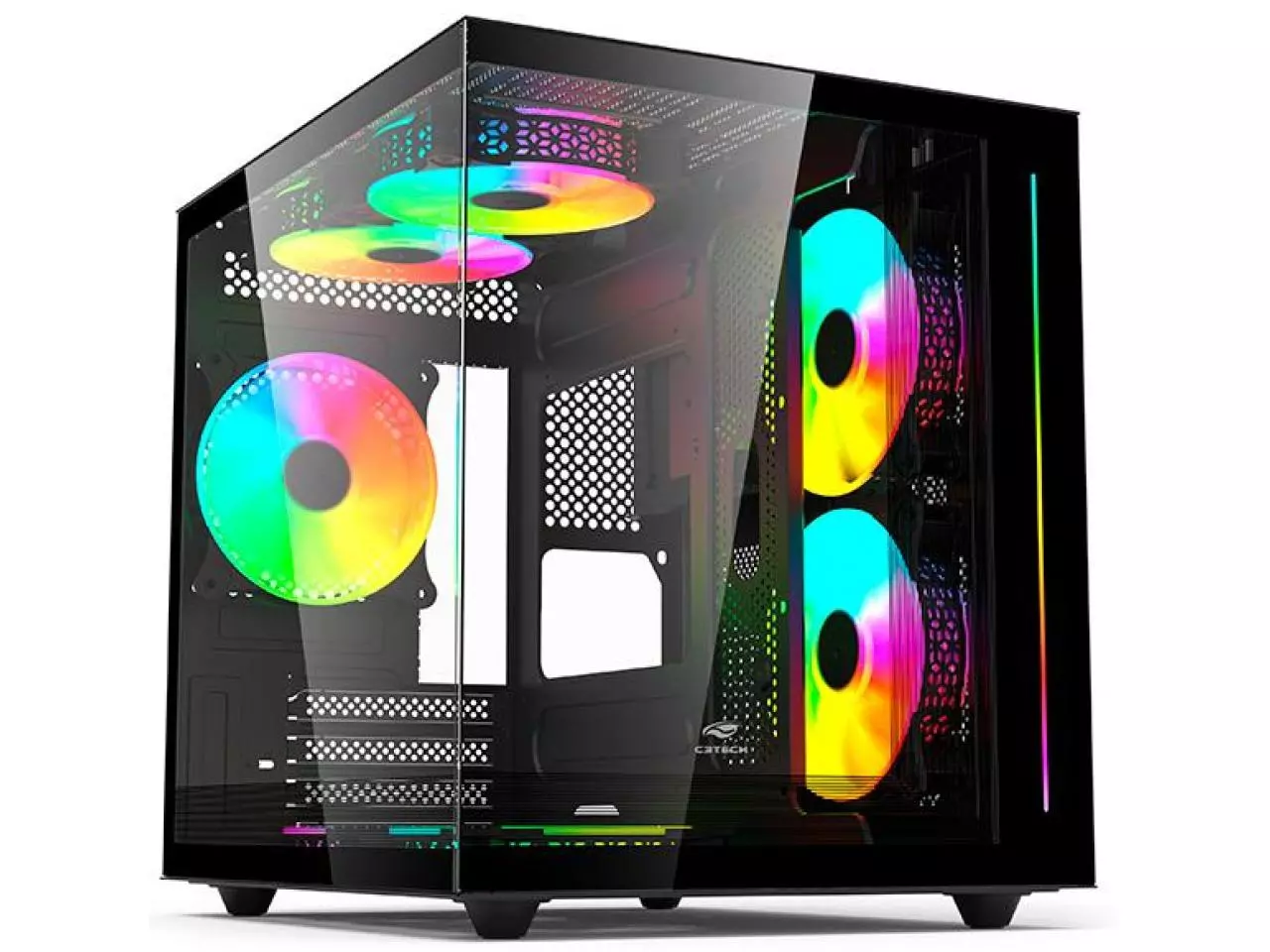 Gabinete C3Tech Gamer Aquarius MT-G810BK, Frontal e Lateral em Vidro Temperado, Mid Tower Preto