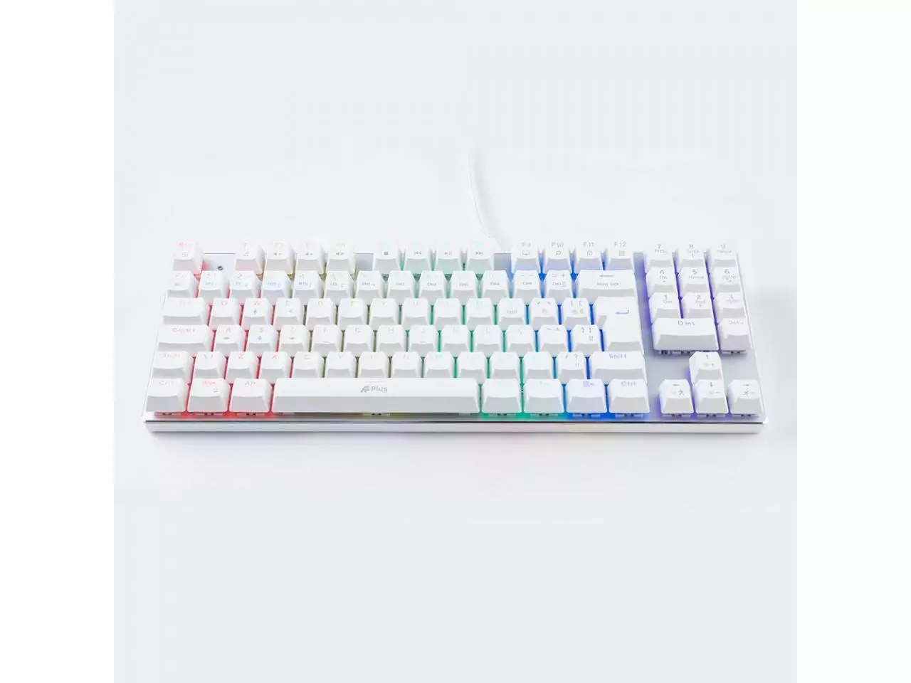 Teclado Mecânico Gamer A+Plus Tech Barak Branco LED RGB Rainbow com Switch Outemu Brown ABNT2