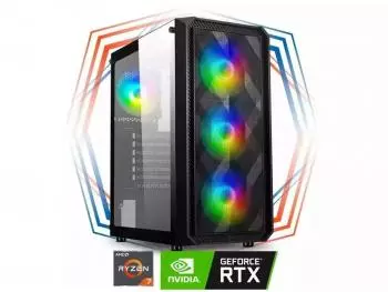 PC Gamer Hathor 3X RGB Professional - R7 Edition (AMD Ryzen 7 5700X, 32GB (2x16GB) DDR4-3200, 1TB NVMe SSD, GeForce RTX 4070 SUPER 12GB) + Water Cooler 120MM