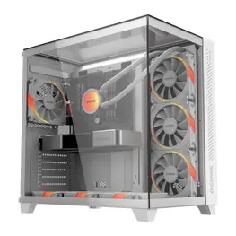 Gabinete PCYES Forcefield Max White Ghost, Frente e Lateral em Vidro Temperado, Mid Tower Branco