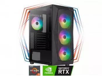 PC Gamer Hathor 3X RGB Robust - R5 Edition (AMD Ryzen 5 5600X 6-Core, 16GB (2x8GB) DDR4-3200, 1TB NVMe SSD, GeForce RTX 4070 SUPER 12GB) + Water Cooler 120MM