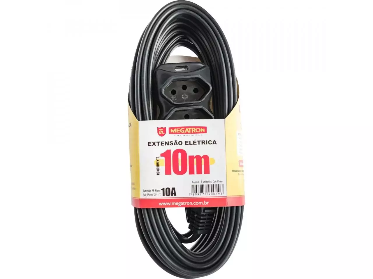 Extensão Elétrica 3 Tomadas 10m 3P - Megatron