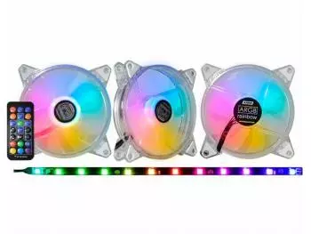 Kit KMex AAMA Fan c/ 3 Unidades 120mm Branco + Fita LED, c/ Controladora