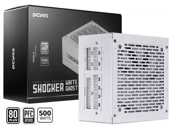 Fonte PCYES 500W Shocker White Ghost, Full Modular, PFC Ativo, ATX12V v2.3 80PLUS Branca