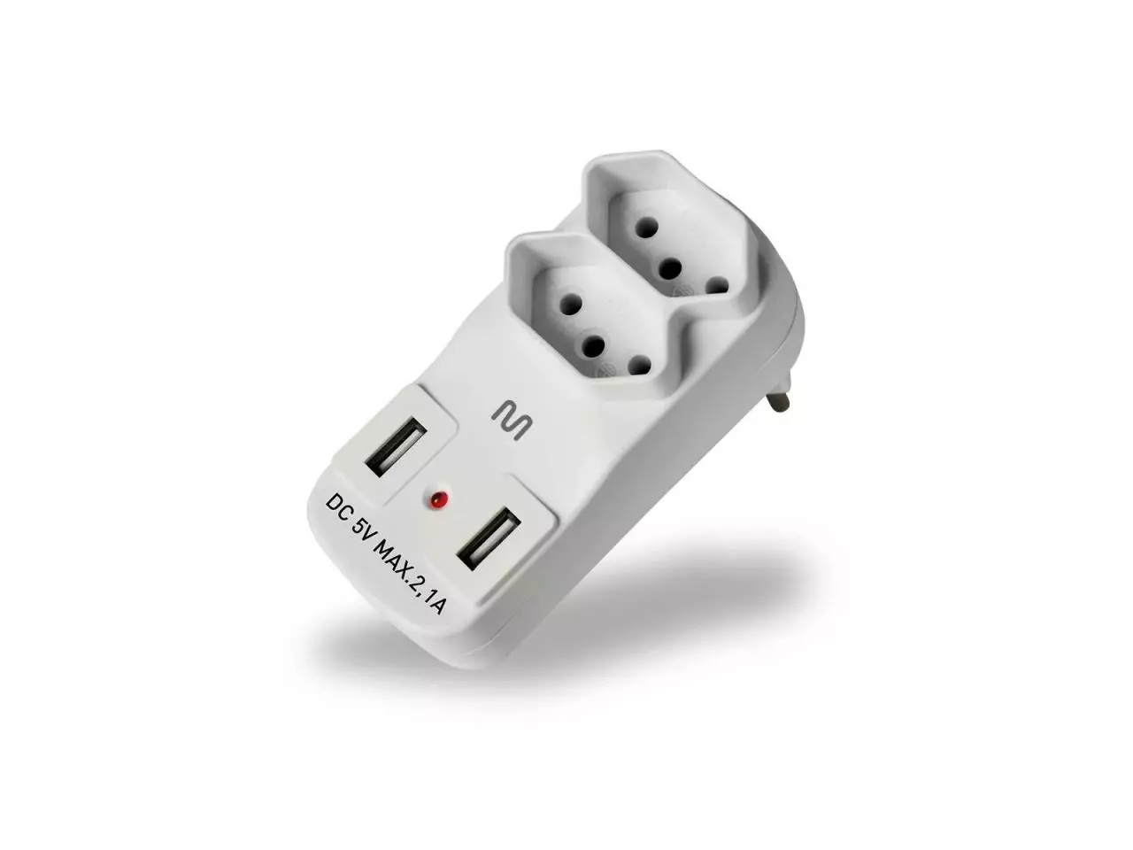 Adaptador de Tomada 2 Saidas 2P+T Com 2 Portas Usb 2,1A WI331