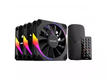 Kit Fan PCYes Sangue Frio 3 ARGB Black Vulcan 3x 120mm, Preto com Controladora
