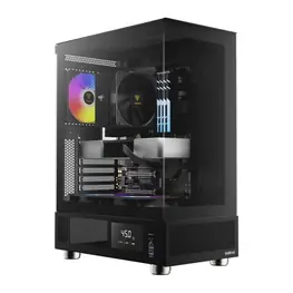 Gabinete Gamer Gamdias Atlas E1, 3 Fans 120mm ARGB, Display, Lateral em Vidro Temperado, Mid Tower Black