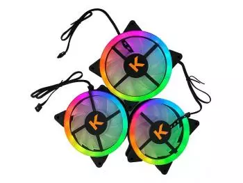 Kit Fan Ktrok Atria, 3 Unidades 120mm, c/ Controladora 