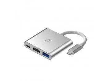 HUB C3Tech HU-D10SI 3 Portas (HDMI, USB 3.0, USB-C PD 65W) USB-C Preto