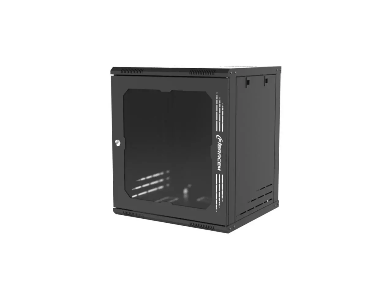 Rack Servidor Fibracem Evolution Padrão 19" 12U x 570mm, Parede, Visor de Acrílico (desmontado)