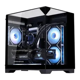 Gabinete K-Mex Aquário Visão Infinita Gamer CG-K3D3, Lateral e Frontal em Vidro Temperado, Mid Tower Preto
