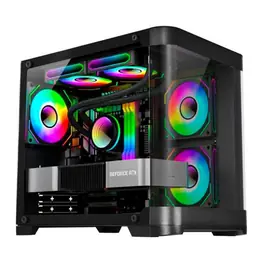 Gabinete Gamer K-Mex Aquário Curva, Frontal e Lateral Vidro, Preto