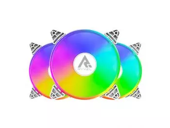 Kit Fan 120mm com 3 Unidades Ryvel Snowy ARGB (c/ controle e controladora) - Branco