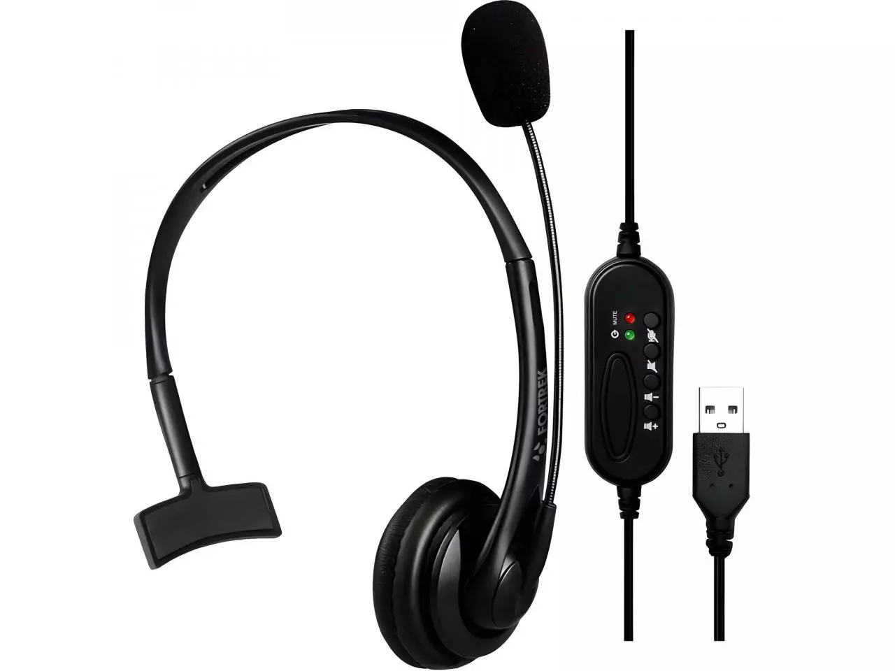 Headset Office Fortrek FK 731A USB Preto