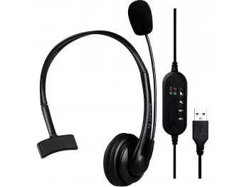 Headset Office Fortrek FK 731A USB Preto