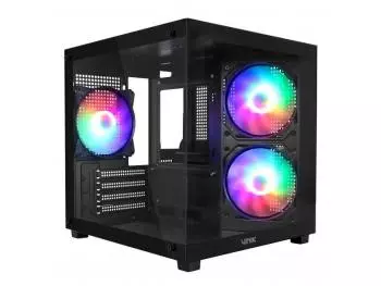 Gabinete Gamer Vinik G-Cube, Vidro Temperado, 3 Fans, Mid Tower, Preto