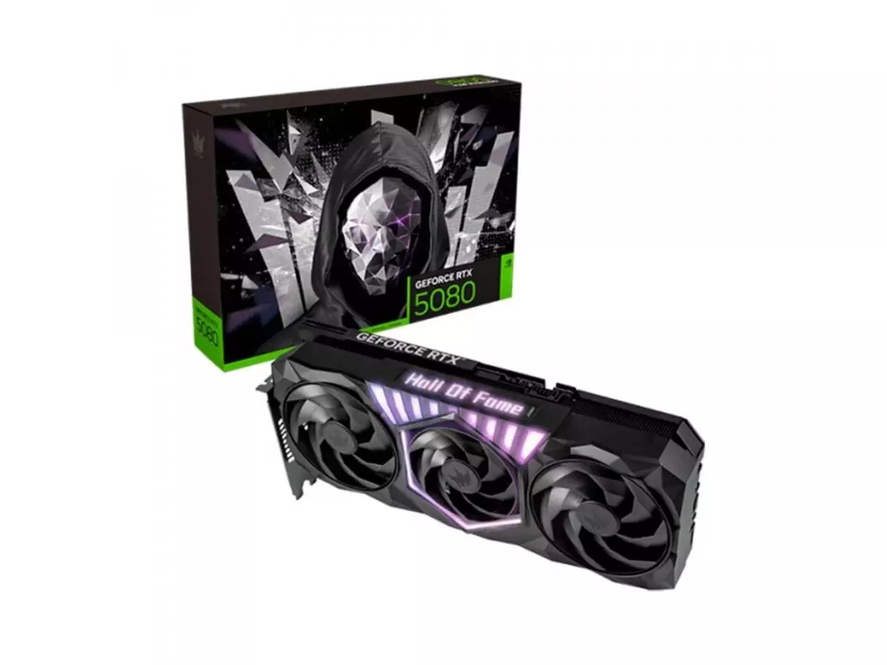 Placa de Vídeo GALAX GeForce RTX 5080 HOF Gaming Black, 16GB, GDDR7, Triple Fan - 527200-0771