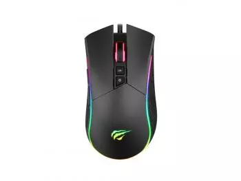 Mouse Gamer Havit RGB, 4800dpi, 7 botões, USB, Preto