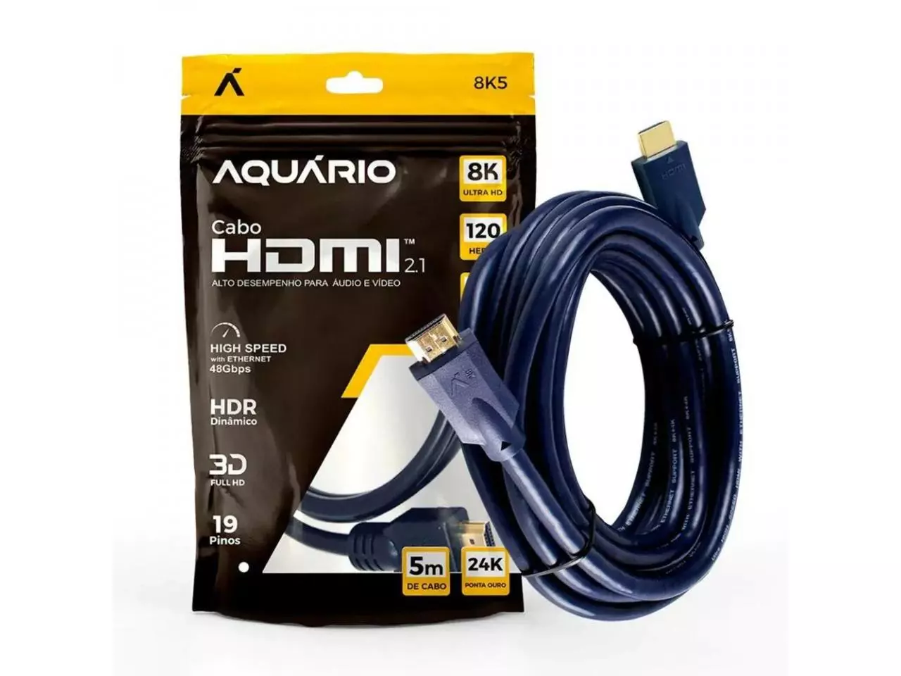 Cabo HDMI 5m v2.1 8K - Aquário 8K5