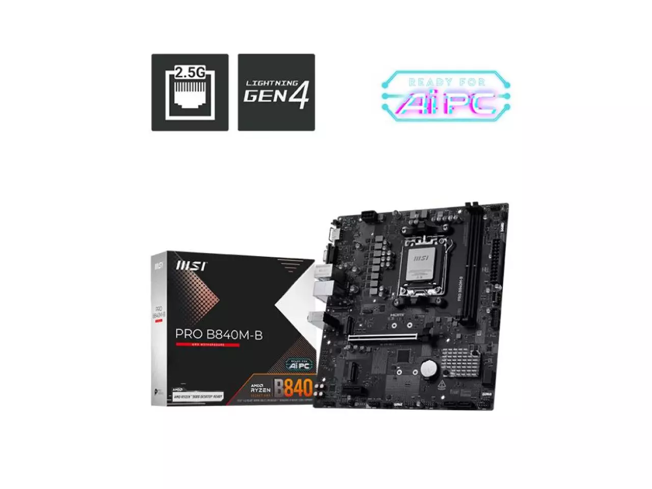 Placa Mãe MSI PRO B840M-B (Socket AM5/AMD B840/DDR5/M.2)