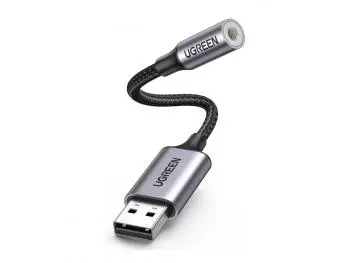 Adaptador Áudio Ugreen Usb A Macho p/3.5mm Fêmea Preto