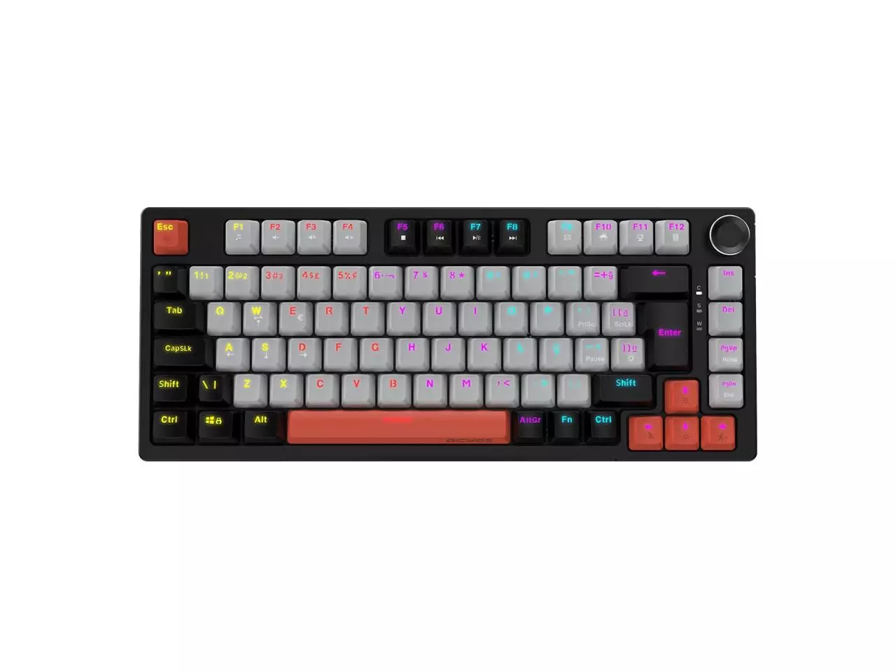 Teclado Mecânico Gamer PCYES Arkeum Black Vulcan 75% Rainbow com Switch Outemu Red, ABNT2, USB